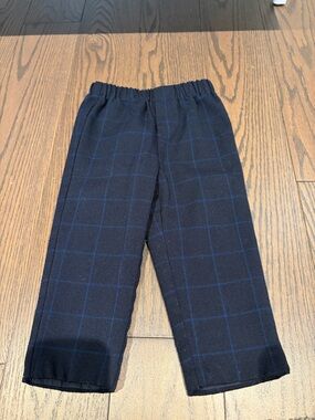Navy Blue Plaid Kids Pants by Jacadi